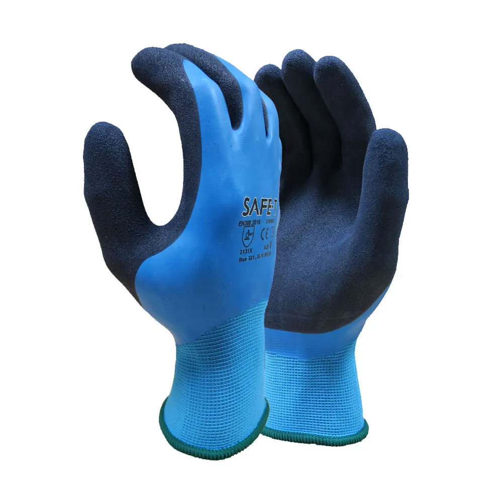 Waterproof Foam Latex Coated Grip Gloves - Case of 120 Pairs — Blue